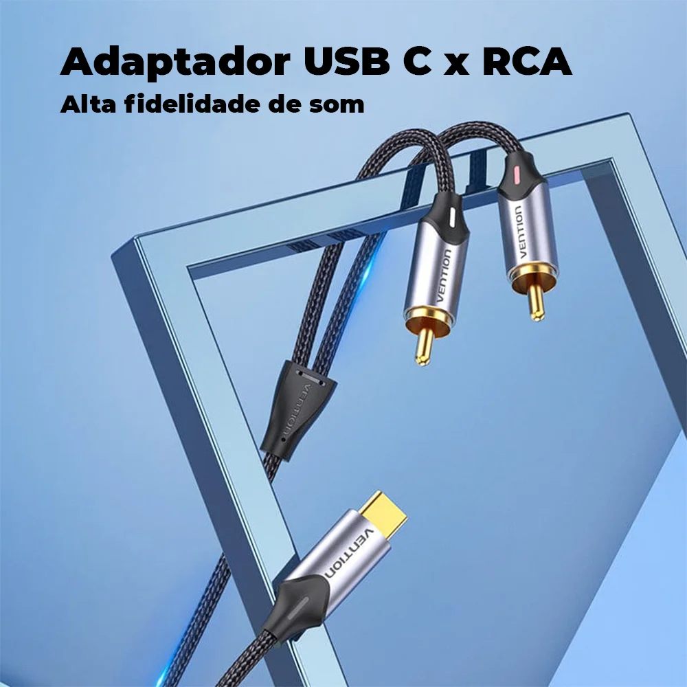 Imagem 2 de 5 do produto Cabo Adaptador Usb C Para Rca Notebook Celular 50cm Vention