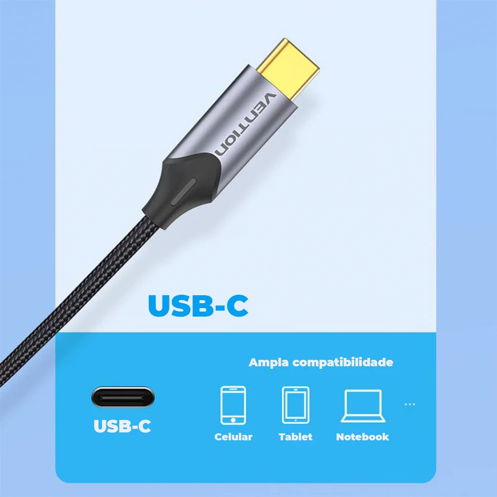 Imagem 5 de 5 do produto Cabo Adaptador Usb C Para Rca Notebook Celular 50cm Vention