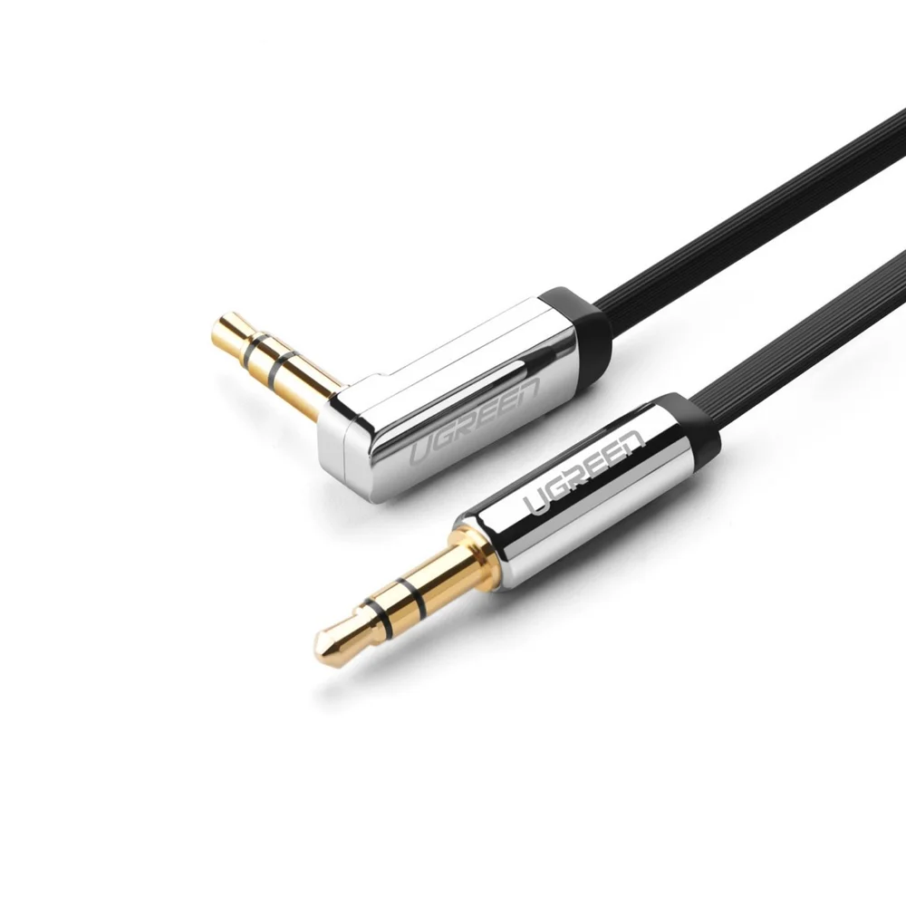 Imagem 2 de 4 do produto Cabo De Áudio Auxiliar P2 Plug 90 Graus Macho - Macho 5 Metros Ugreen