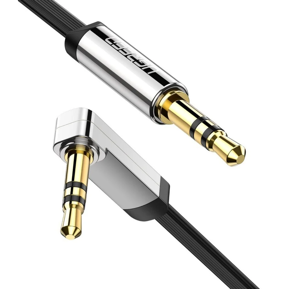 Imagem 3 de 4 do produto Cabo De Áudio Auxiliar P2 Plug 90 Graus Macho - Macho 5 Metros Ugreen