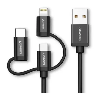 Cabo Adaptador Usb-a Para Micro Usb E Usb-c E Lightning 1 Metro Ugreen