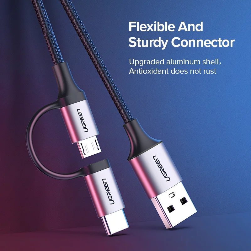 Imagem 4 de 5 do produto Cabo Usb-a Para Usb-c E Micro Usb Com 1 Metro Ugreen