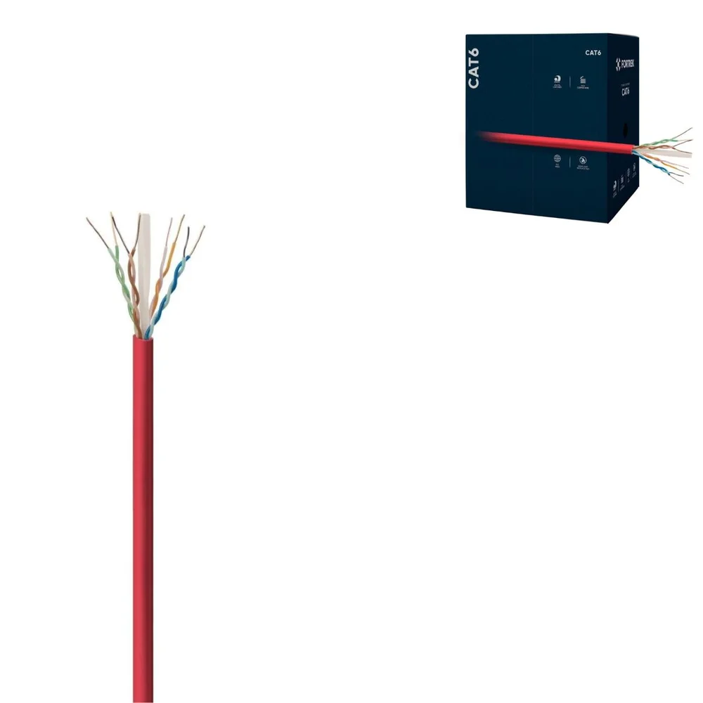 Imagem 4 de 5 do produto Cabo De Rede Cat6 305m Fortrek Fk510c Cmx Vermelho - Cx / 305