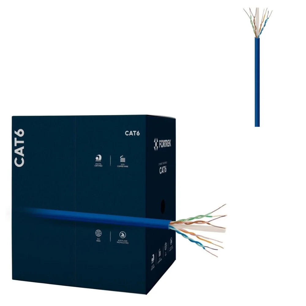 Imagem 4 de 5 do produto Cabo De Rede Cat6 305m Fortrek Fk510c Cmx Azul - Cx / 305
