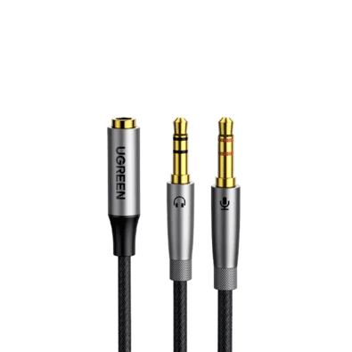Divisor De Fone De Ouvido Para Computador Ugreen Cabo Adaptador De Microfone Cinza 20cm