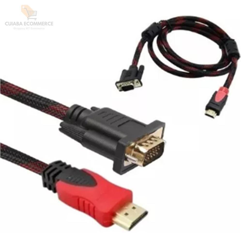 Imagem 2 de 3 do produto Cabo HDMI Macho P/ Vga 1.8m Tv Monitor Pc