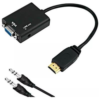 Cabo Conversor Adaptador De Vídeo HDMI P/ Vga Com Áudio P2