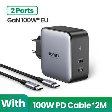 Carregador Usb 100w Ugreen Para Macbook Tablet Carregamento Rápido Adicionar Cabo De 100 W