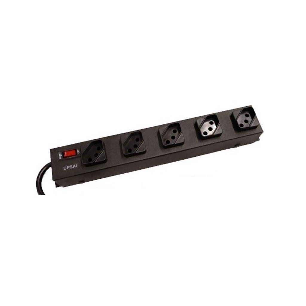 Filtro De Linha Régua Extensão 5 Tomadas Espaçadas Cabo De 5 Metros Preto Metálico Circuit Breaker Upsai