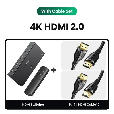 Usbhub HDMI Ugreen 2.1 2.0 8k Switch 3 Em 1 Out Com Controle Remoto 8k @ 60hz 4k @ 120 1 - Interruptor Com 2 Cabos.