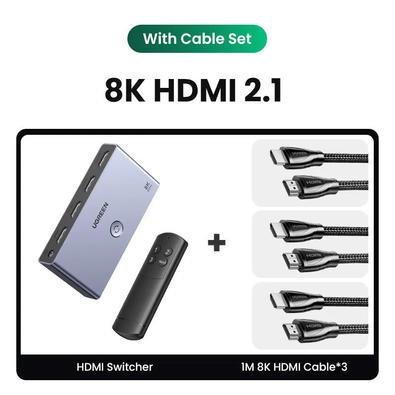 Usbhub HDMI Ugreen 2.1 2.0 8k Switch 3 Em 1 Out Com Controle Remoto 8k @ 60hz 4k @ 120 Interruptor Com 3 Cabos