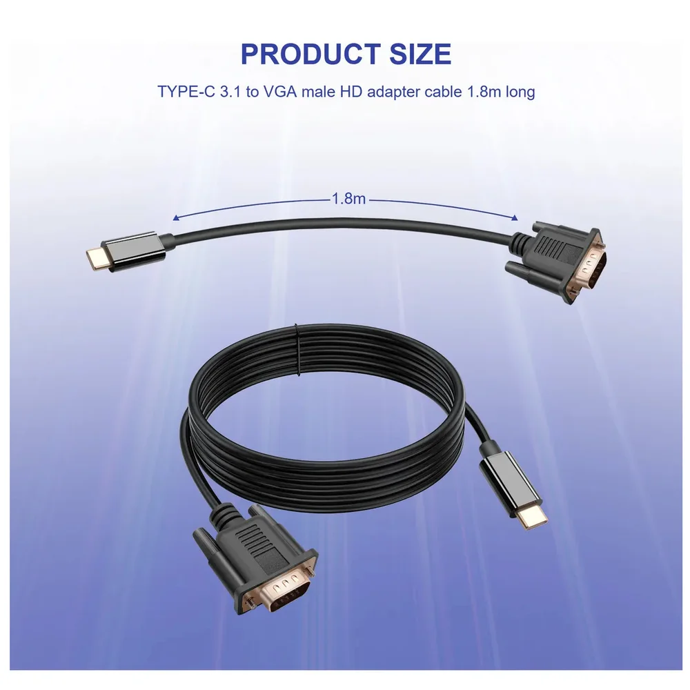 Imagem 3 de 4 do produto Cabo Usb-c Macho X Vga Macho De 2 Metros.
