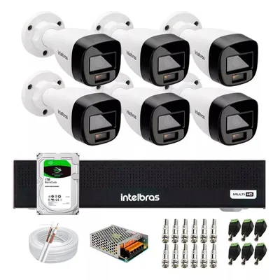 Kit Intelbras 6 Full Color Vhd 1120b Dvr 8 Mhdx 1008c C/1TB.