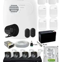 Kit Alarme Residencial Sem Fio + Kit 4 Câmeras Hd 720p Infra.