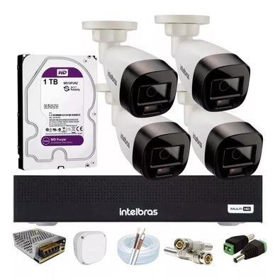 Kit 4 Cameras Segurança Intelbras Full Color Vhd 1120b Dvr 4ch Full C/ Purple 1t