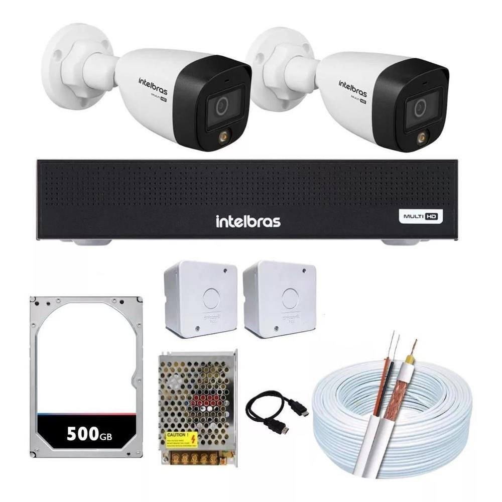 Kit 2 Cameras Segurança Intelbras Full Color Vhd 1120b Dvr 4ch Full C/ Hd 500gb Kit 2 Cameras Segurança Intelbras Full Color Vhd 1120b Dvr 4ch Full C/ Hd 500gb