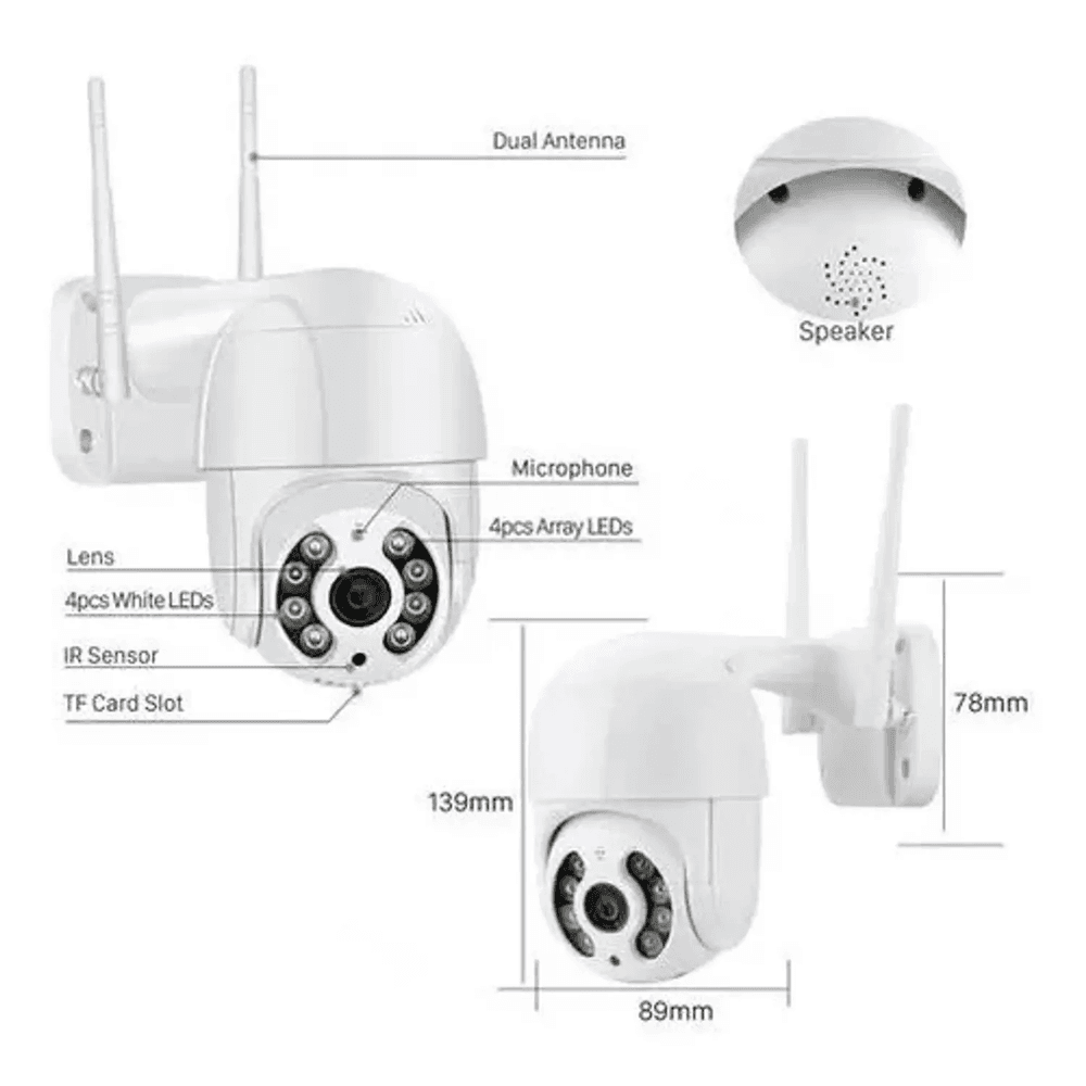 Imagem 3 de 4 do produto Câmera Ip Wifi Gira 320° Ptz Dome Prova De Água Hd Icsee