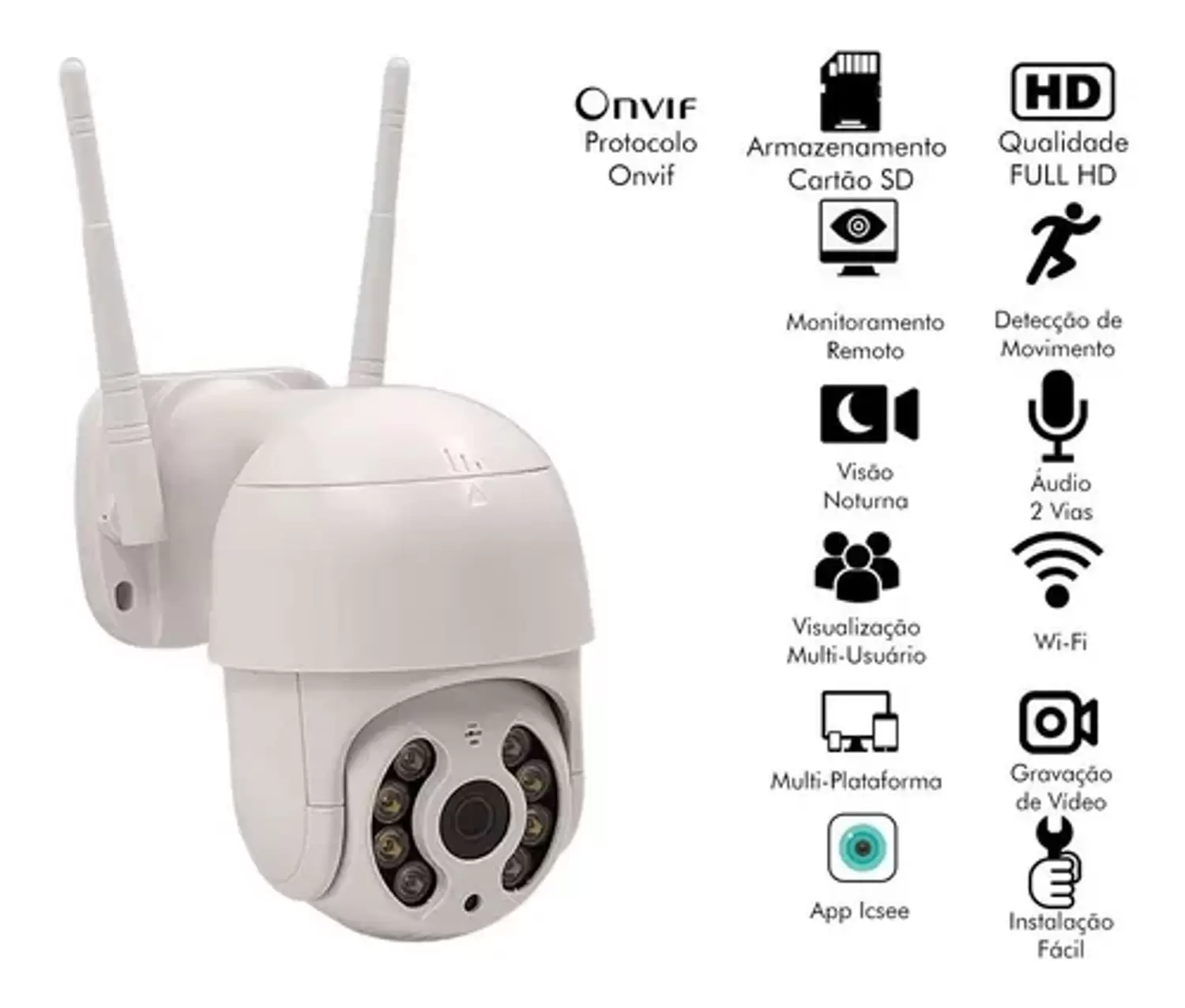Câmera Ip Speed Dome Zoom 4x Mais Ptz Wifi Prova D Agua Ip66