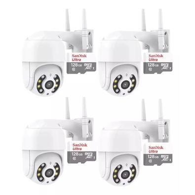 It 4 Câmeras De Segurança Externa Ip Wi-fi Motorizada Full Hd A Prova D'água + 4 Cartões 128gb