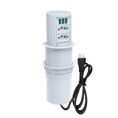 Torre Multiplug Automático 2 Tom 20a + 3 Usb 5.2a + Indução Cor:branco