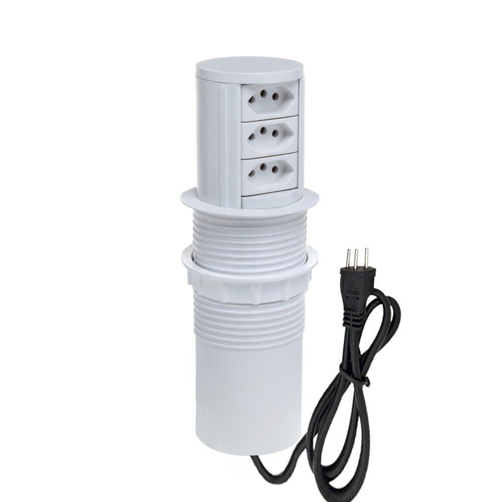 Torre Multiplug Automático 3 Tom 20a + Carregamento Indução Cor:branco