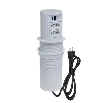 Torre Multiplug Automático 2 Tom 20a + 2usb (a+c) + Indução Cor:branco