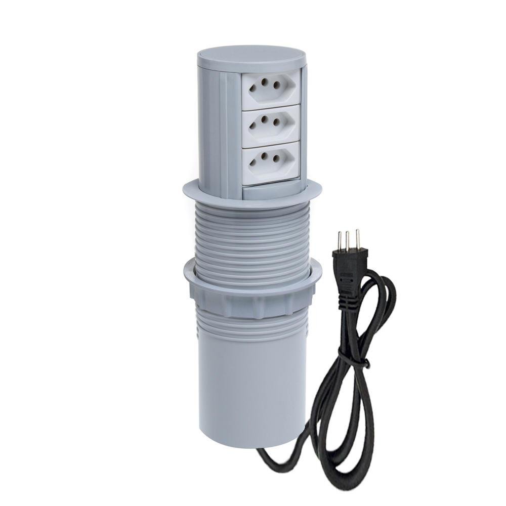 Torre Multiplug Automático 3 Tom 10a + Carregamento Indução Cor:cinza