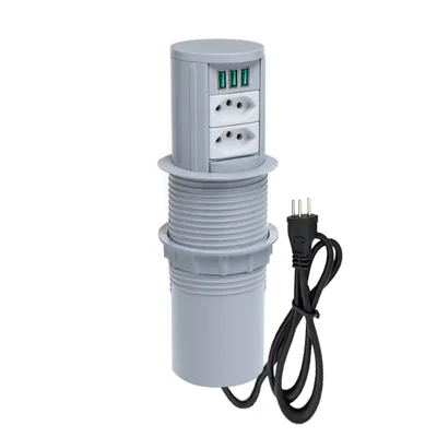 Torre Multiplug Automático 2 Tom 10a + 3 Usb 5.2a + Indução Cor:cinza