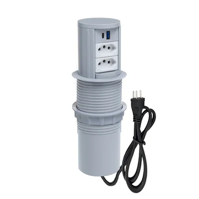 Torre Multiplug Automático 2 Tom 20a + 2usb (a+c) + Indução Cor:cinza.