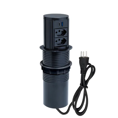 Torre Multiplug Automático 2 Tom 20a + 2usb (a+c) + Indução Cor:preto