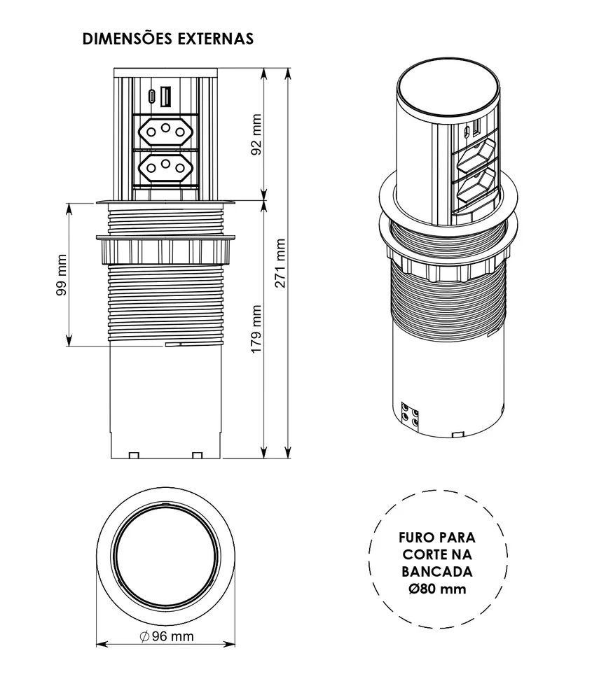 Torre Multiplug Automático 2 Tom 10a + 2usb (a+c) + Indução Cor:branco Torre Multiplug Automático 2 Tom 10a + 2usb (a+c) + Indução Cor:branco