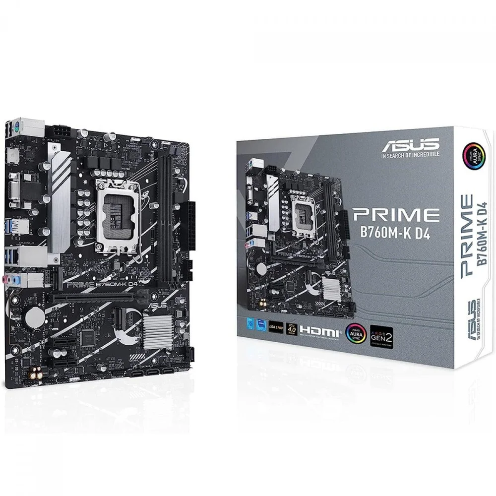 Placa Mãe Asus Prime B760m-k D4, Chipset B760, Intel LGA 1700, Matx, Ddr4, 90mb1ds0-m1eay0