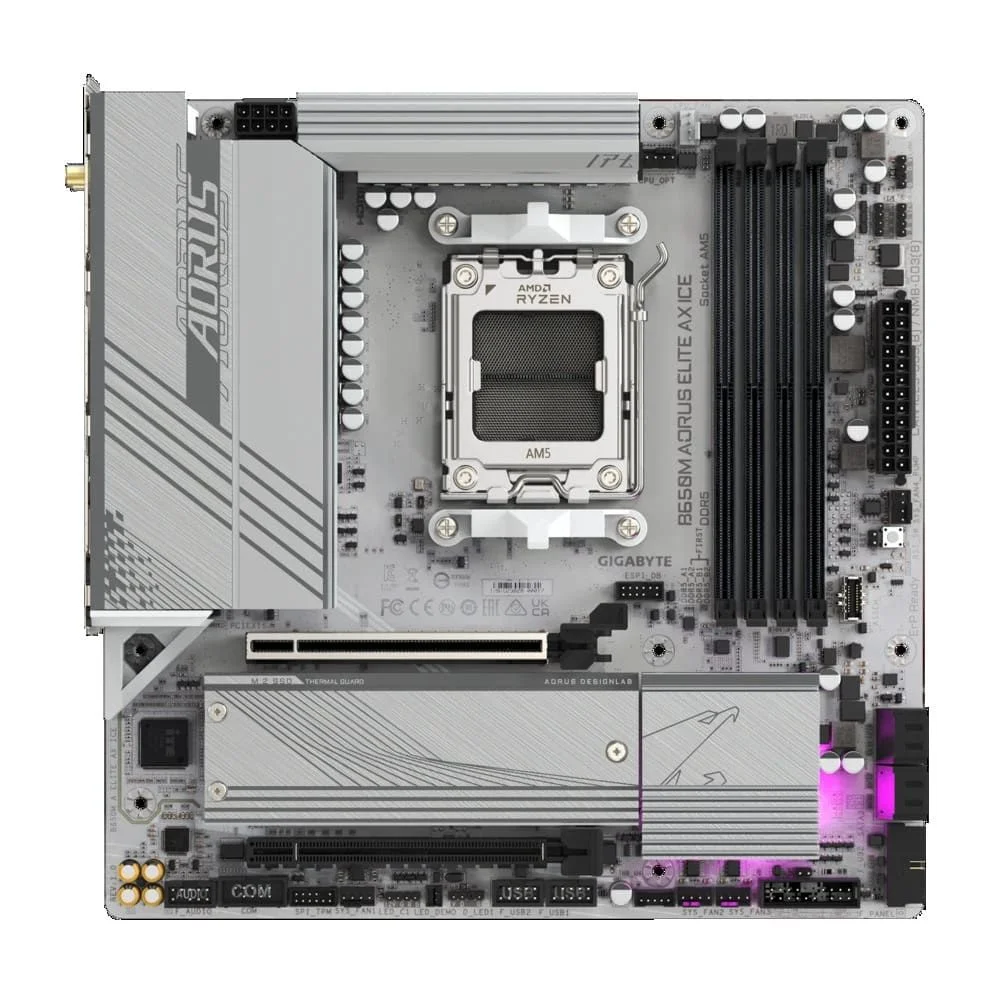 Placa Mãe Gigabyte B650m Aorus Elite Ax Ice, Amd Am5, Chipset B650, 4xDDR5, Matx 7