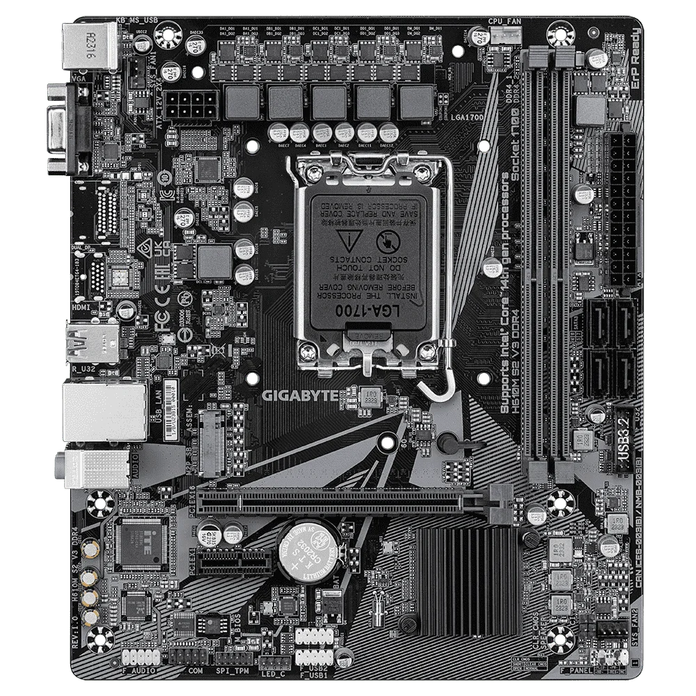 Placa Mae Gigabyte Intel LGA 1700 Ddr4 Micro Atx - H610m S2 V3 Ddr4 1.0 5