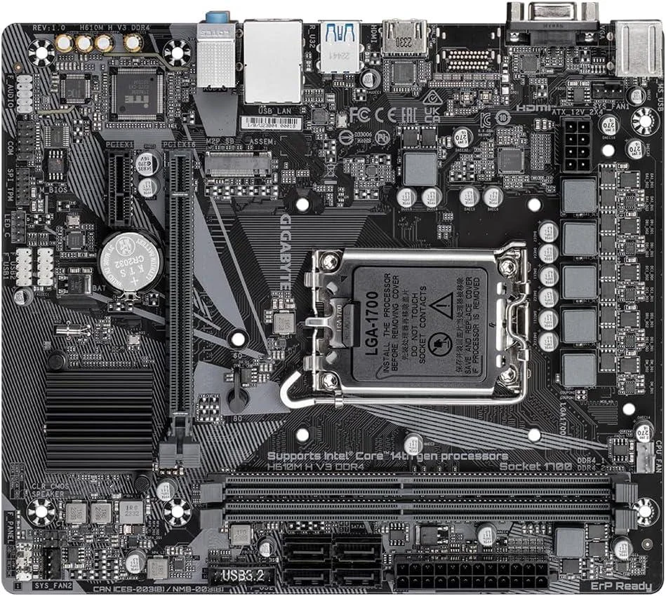 Placa Mae Gigabyte Intel LGA 1700 Ddr4 Micro Atx - H610m S2 V3 Ddr4 1.0 7
