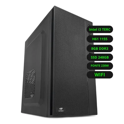 Computador Cpu Intel Core I3 Terceira Geração Placa Mãe H61 Memoria Ram 8GB SSD 240GB Wifi Fonte 230w Bivolt