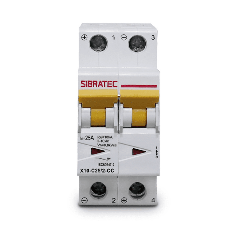 Imagem 3 de 5 do produto Disjuntor Mini Din Fotovoltaico 800vcc | BiPolegadasar X10 25a | Ruptura 10ka