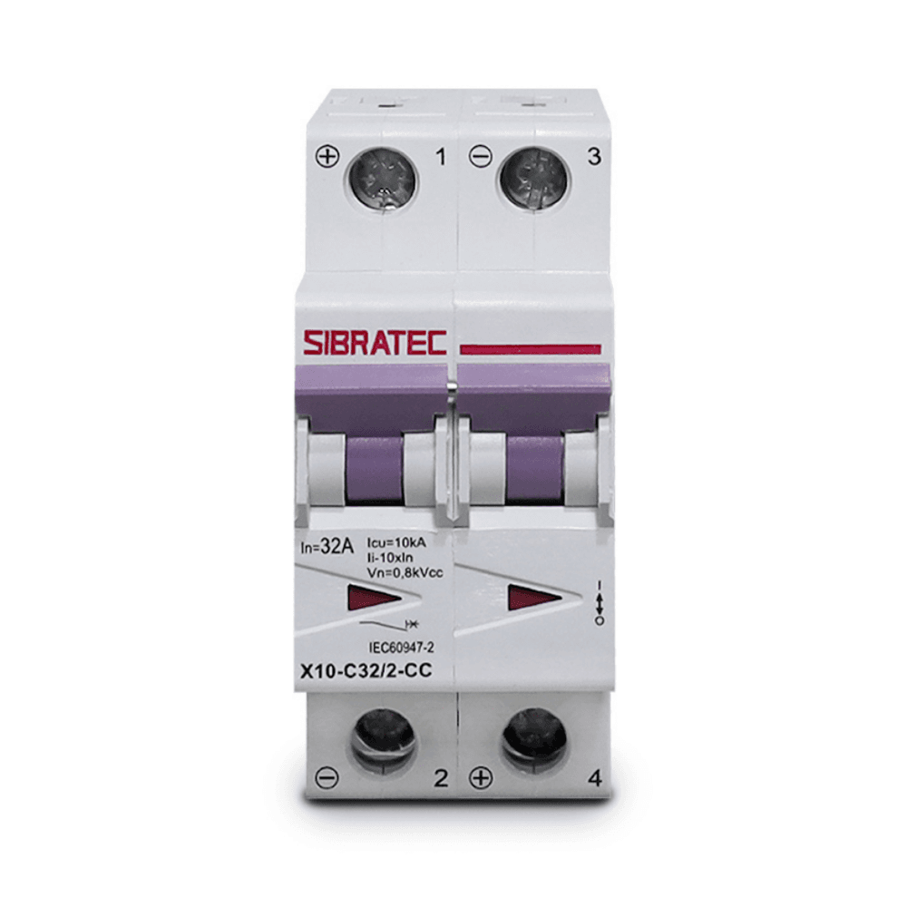 Imagem 3 de 5 do produto Disjuntor Mini Din Fotovoltaico 800vcc | BiPolegadasar X10 32a | Ruptura 10ka