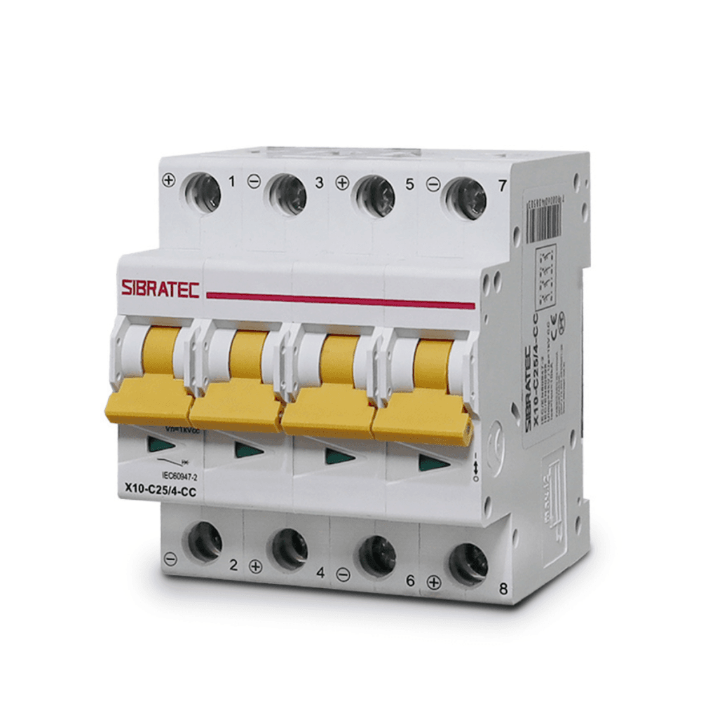 Imagem 4 de 5 do produto Disjuntor Mini Din Fotovoltaico 1000vcc | TetraPolegadasar X10 25a | Ruptura 10ka