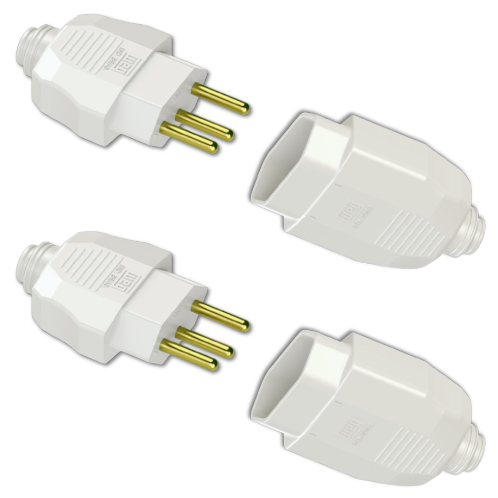 Kit Conjunto Fêmea + Macho 2p+t 20a 250vca Branco 5 Pares