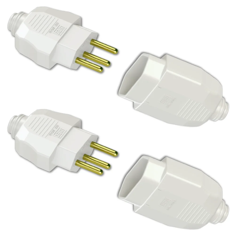 Kit Conjunto Fêmea + Macho 2p+t 20a 250vca Branco 5 Pares 4