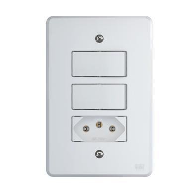 Conjunto Interruptor 4x2 | 2 Teclas Simples 10a + 1 Tomada 10a 250v