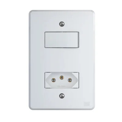 Conjunto Interruptor 4x2 | 1 Tecla Simples 10a + 1 Tomada 20a 250v.