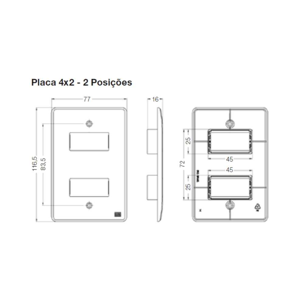Conjunto Tomada 4x2 | 2 Módulos 2p+t 10a 250v