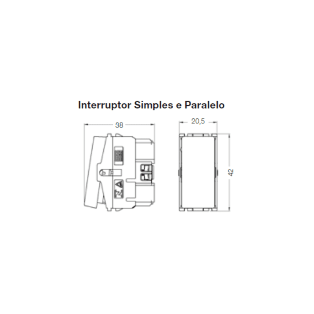 Imagem 3 de 4 do produto Conjunto Interruptor 4x2 | 1 Tecla Simples 10a + 1 Tomada 10a 250v
