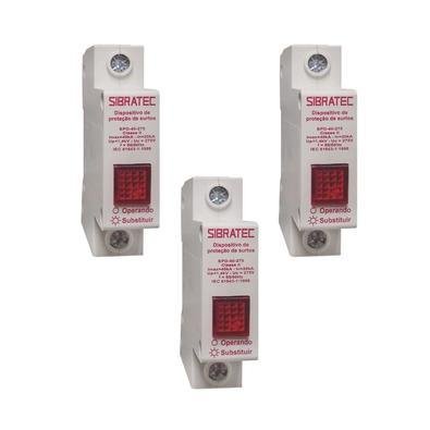Kit Dps Protetor De Surto MonoPolegadasar | 20-40ka 275v | Classe Ii 3 Pçs