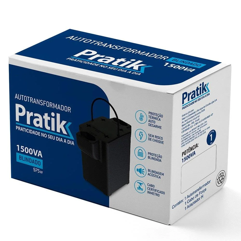 Imagem 2 de 3 do produto Transformador Pratik 1500va Blindado Bivolt
