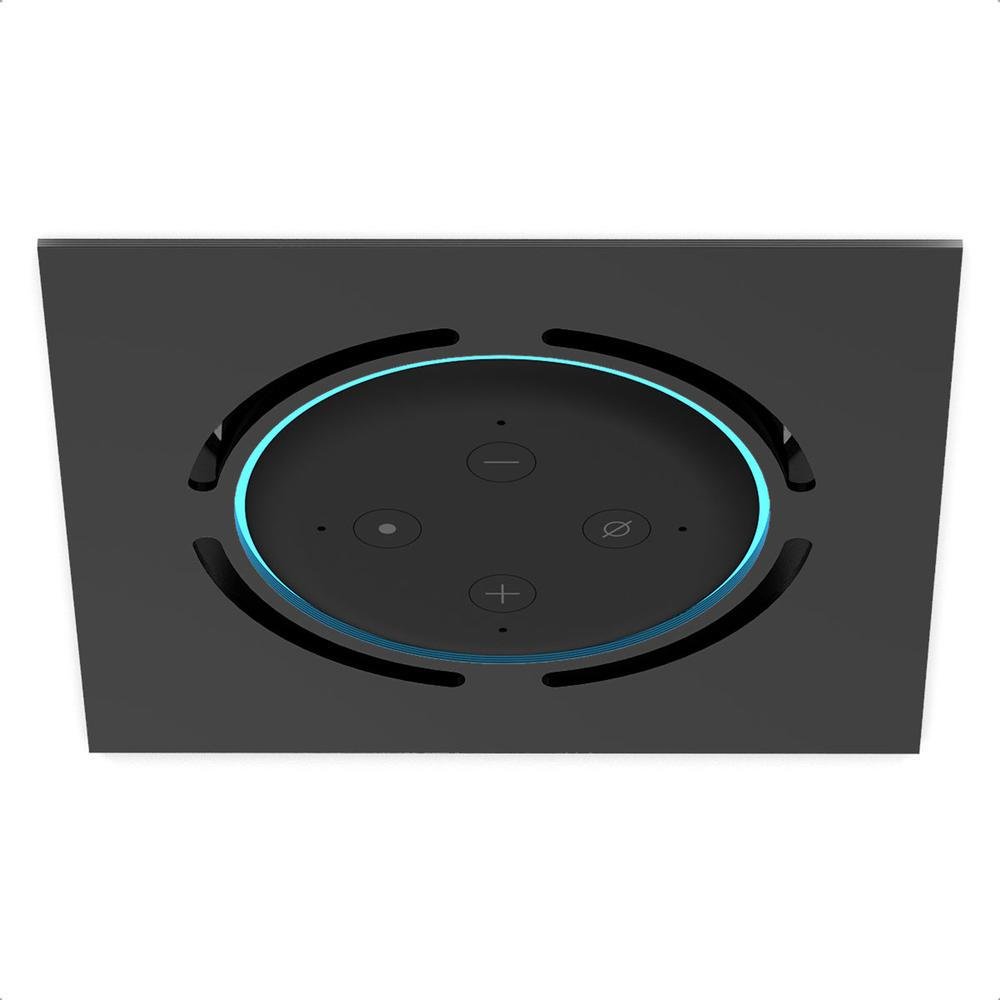 Imagem 1 de 5 do produto Suporte Quadrado De Embutir Teto Para Alexa Echo Dot 3 Cor Preto
