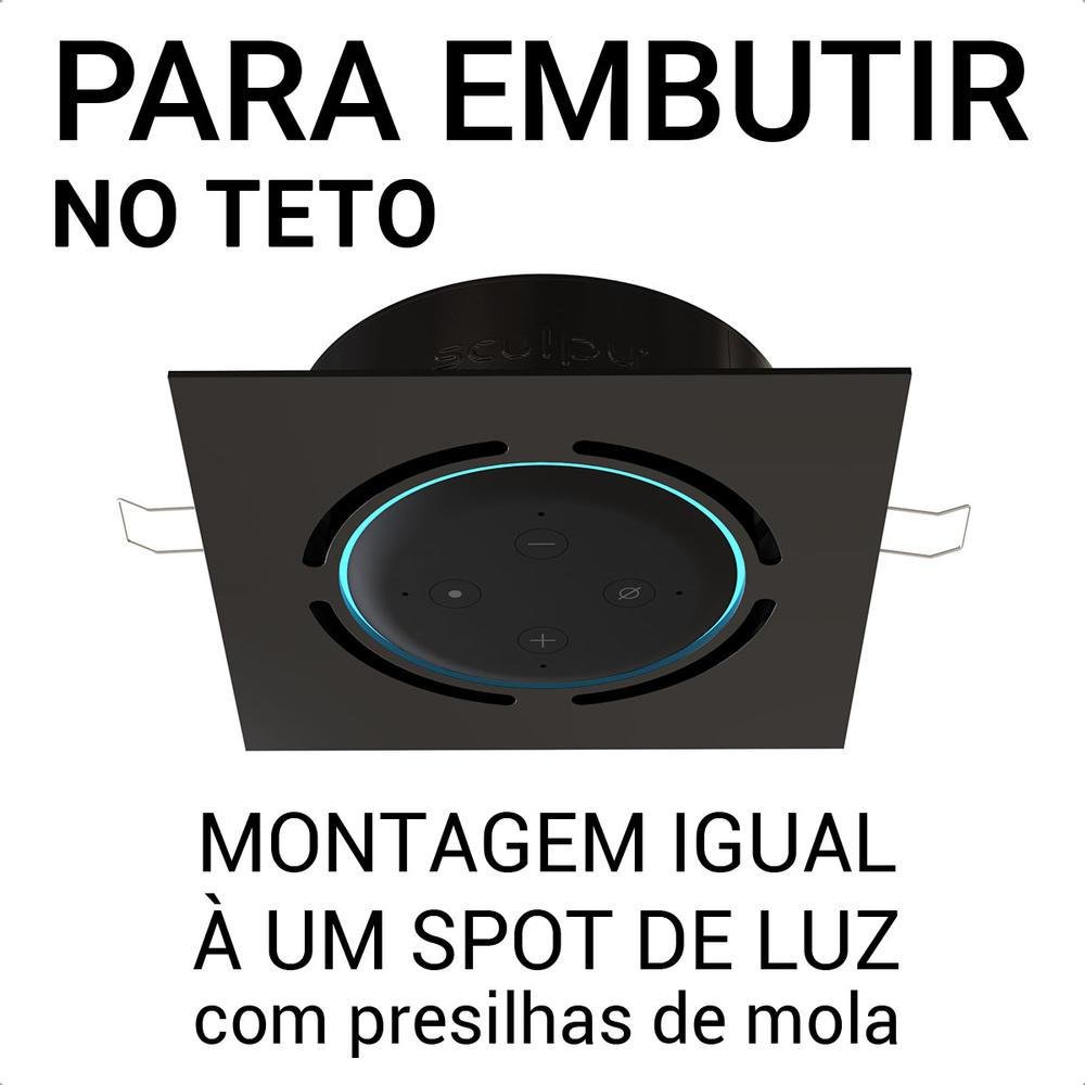 Imagem 4 de 5 do produto Suporte Quadrado De Embutir Teto Para Alexa Echo Dot 3 Cor Branco