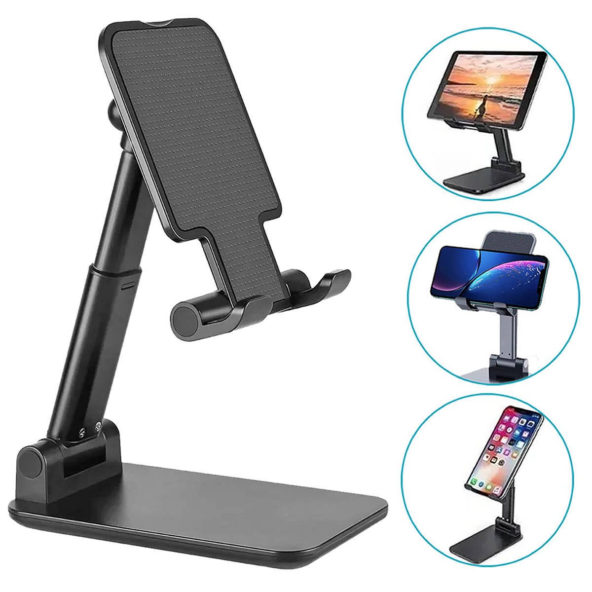 Suporte Para Celular Tablet De Mesa Reunião Video Aula Call - Cor Preta